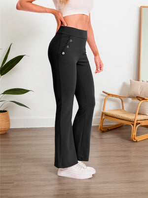 Regular-fit black flare-leg pants, style 5010407 #Black