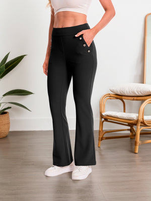 Regular-fit black flare-leg pants, style 5010407 #Black
