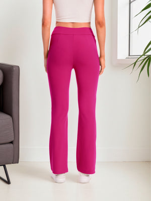 Regular-fit fuchsia flare-leg pants, style 5010407 #Fuchsia