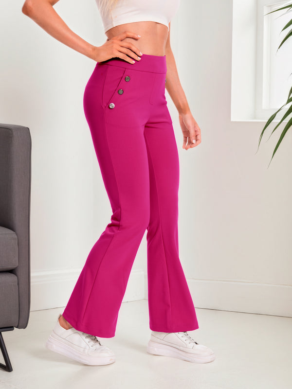 Regular-fit fuchsia flare-leg pants, style 5010407 #Fuchsia