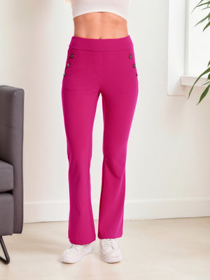 Regular-fit fuchsia flare-leg pants, style 5010407 #Fuchsia