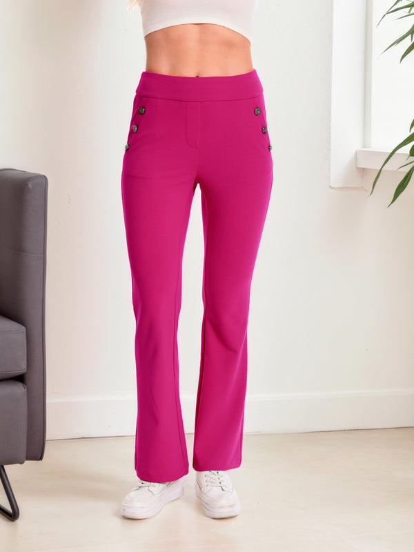 Regular-fit fuchsia flare-leg pants, style 5010407 #Fuchsia