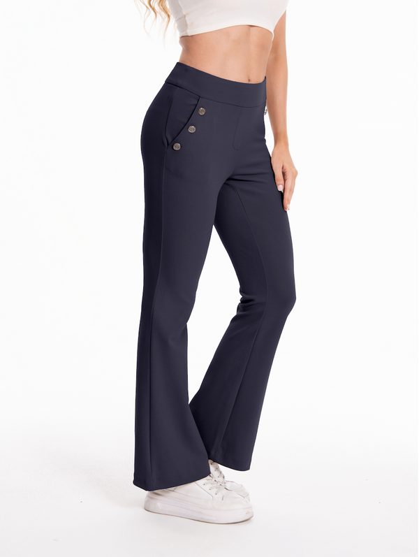 Regular-fit navy flare-leg pants, style 5010407 #Navy