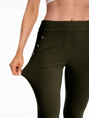 Regular-fit olive flare-leg pants, style 5010407 #Olive