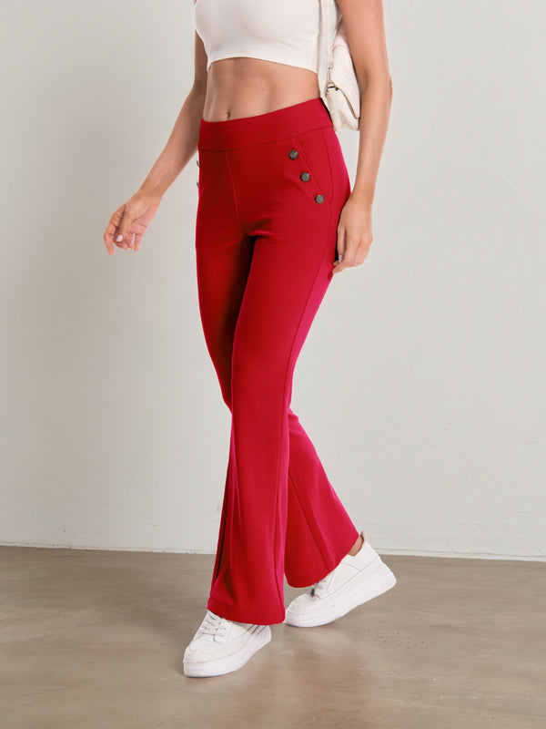 Regular-fit red flare-leg pants, style 5010407 #Red