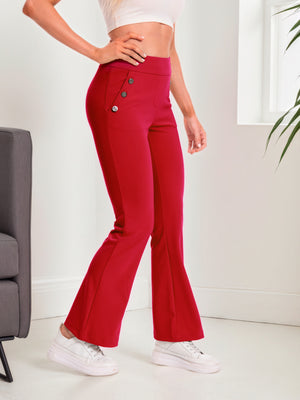 Regular-fit red flare-leg pants, style 5010407 #Red