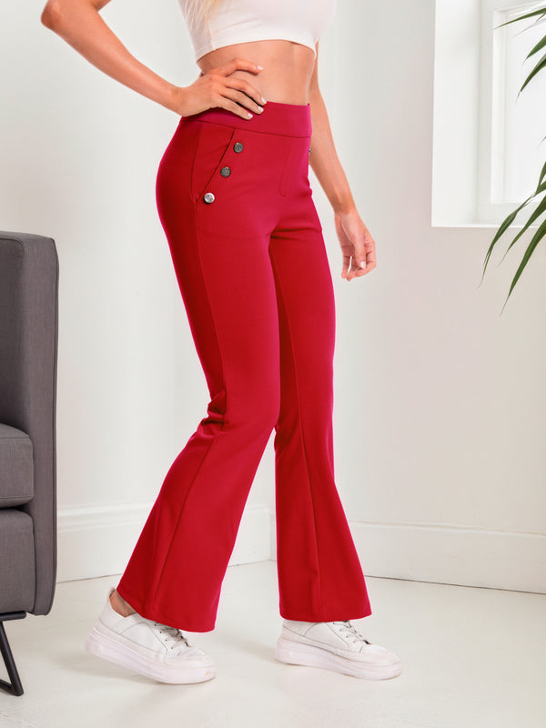 Regular-fit red flare-leg pants, style 5010407 #Red