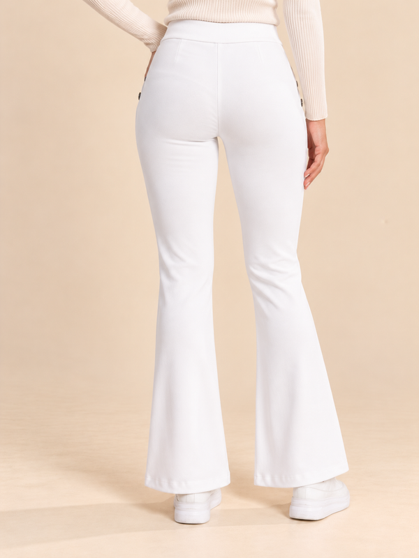 Regular-fit white flare-leg pants, style 5010407 #White