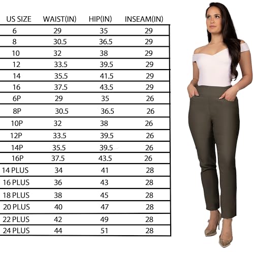 Pantalones de vestir de yoga para mujer FITSIGHT: pantalones de trabajo elásticos de pierna recta con 5 bolsillos, pantalones casuales de oficina de corte ajustado (EE. UU., numérico, 12, regular, regular, blanco, regular)