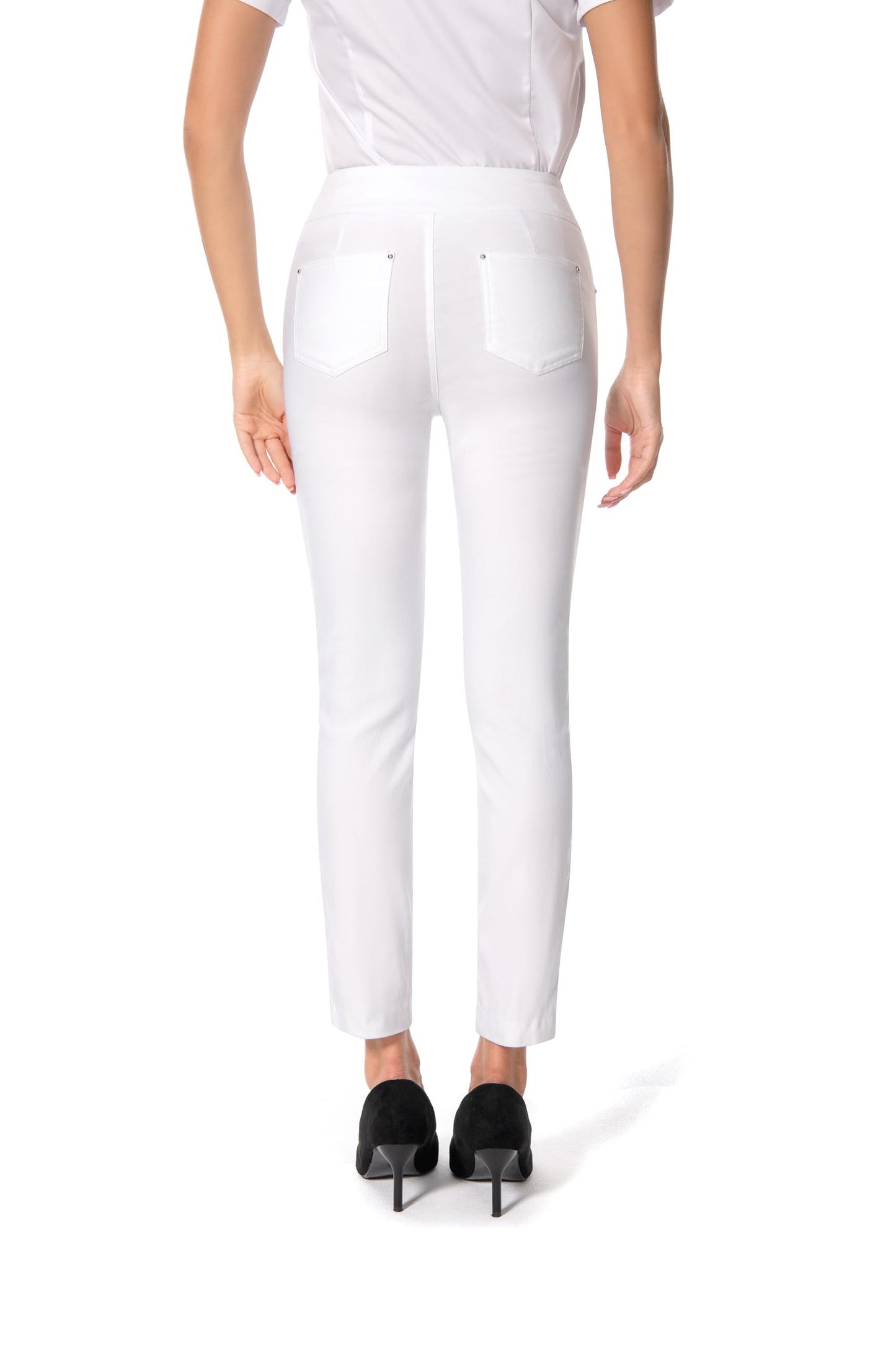 Pantalones de vestir de yoga para mujer FITSIGHT: pantalones de trabajo elásticos de pierna recta con 5 bolsillos, pantalones casuales de oficina de corte ajustado (EE. UU., numérico, 12, regular, regular, blanco, regular)