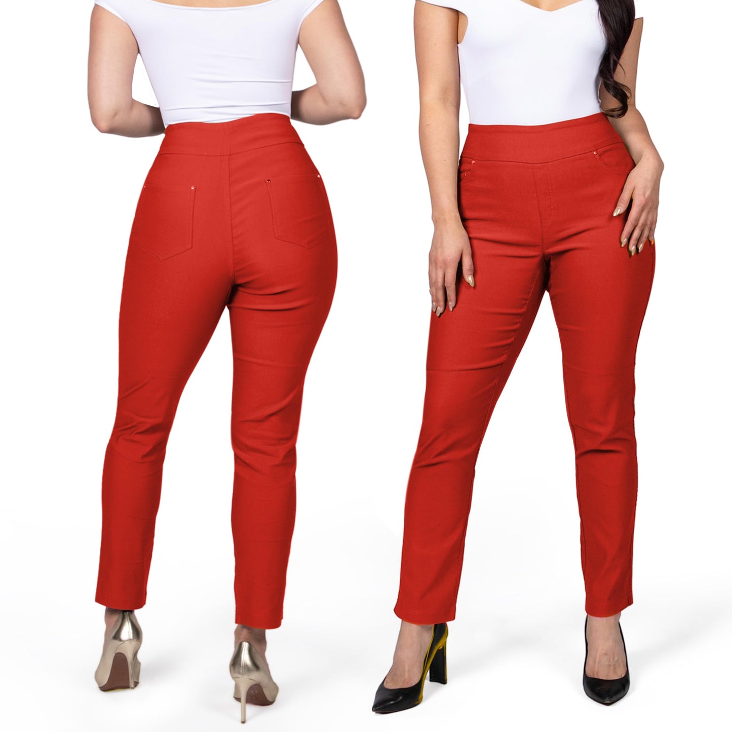 Pantalones de vestir de yoga para mujer FITSIGHT: pantalones de trabajo elásticos de pierna recta con 5 bolsillos, pantalones casuales de oficina de corte ajustado (EE. UU., numérico, 12, regular, regular, blanco, regular)