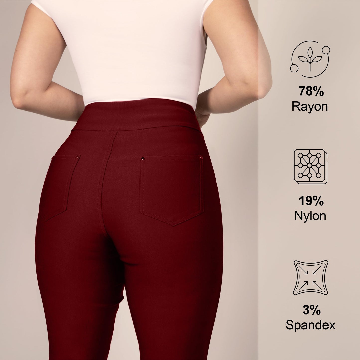 Pantalones de vestir de yoga para mujer FITSIGHT: pantalones de trabajo elásticos de pierna recta con 5 bolsillos, pantalones casuales de oficina de corte ajustado (EE. UU., numérico, 12, regular, regular, blanco, regular)