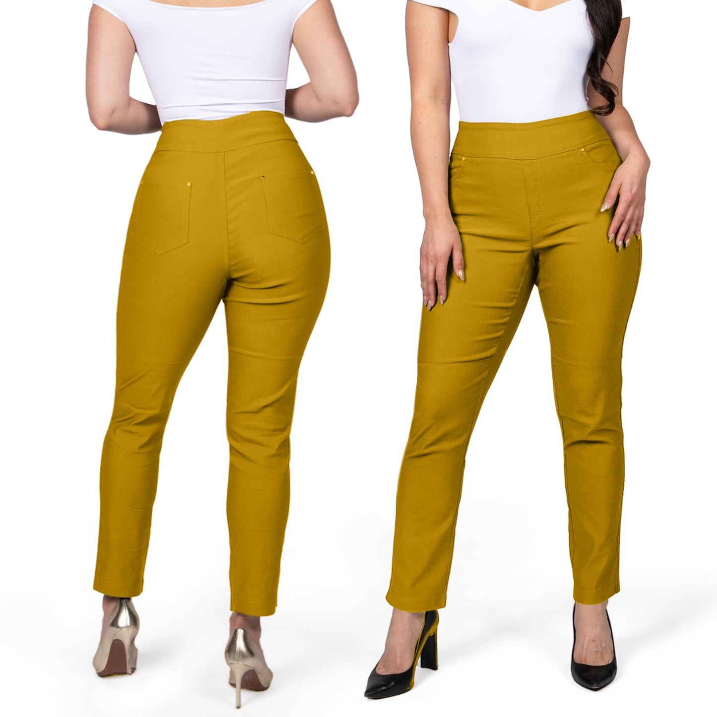 Pantalones de vestir de yoga para mujer FITSIGHT: pantalones de trabajo elásticos de pierna recta con 5 bolsillos, pantalones casuales de oficina de corte ajustado (EE. UU., numérico, 12, regular, regular, blanco, regular)