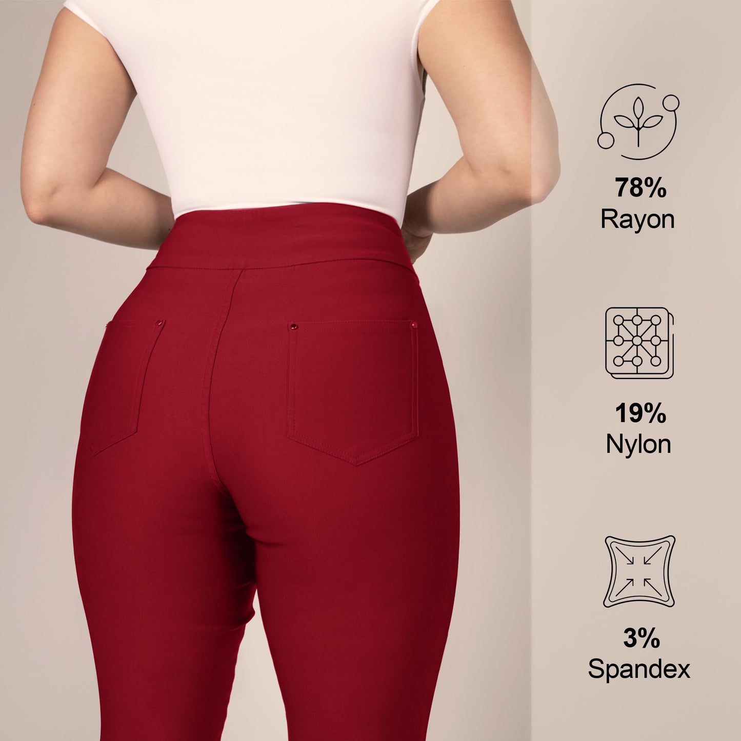 Pantalones de vestir de yoga para mujer FITSIGHT: pantalones de trabajo elásticos de pierna recta con 5 bolsillos, pantalones casuales de oficina de corte ajustado (EE. UU., numérico, 12, regular, regular, blanco, regular)