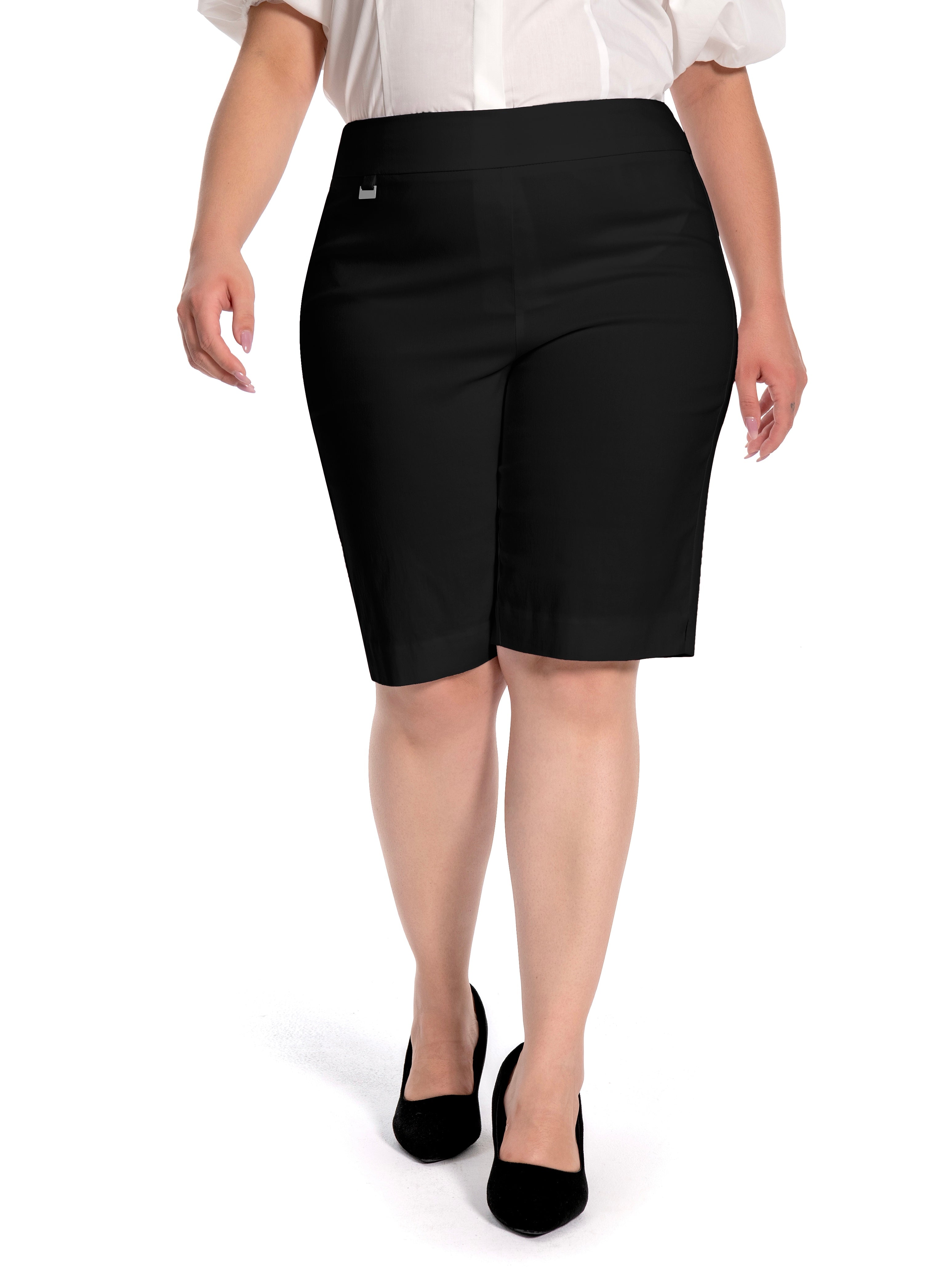 Plus Size Pull-On Dress Shorts with D-Ring – Women's Work & Office Cas Plus Size Pull-On Dress Shorts with D-Ring – Women's Work & Office Cas