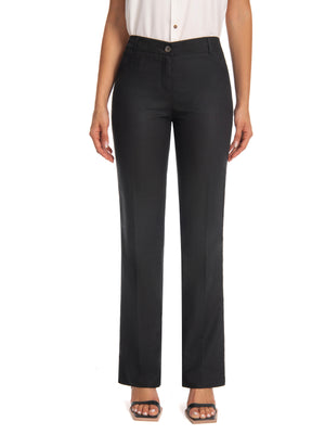 Work Pants – Mid Waist Stretch Straight-Leg Trousers with Pockets for Office, Travel & Daily Wear