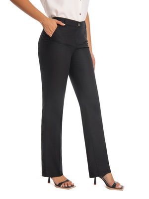 Work Pants – Mid Waist Stretch Straight-Leg Trousers with Pockets for Office, Travel & Daily Wear